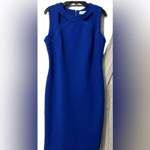 CALVIN KLEIN Royal Blue Stretch Crepe Dress SZ 10 NWOT